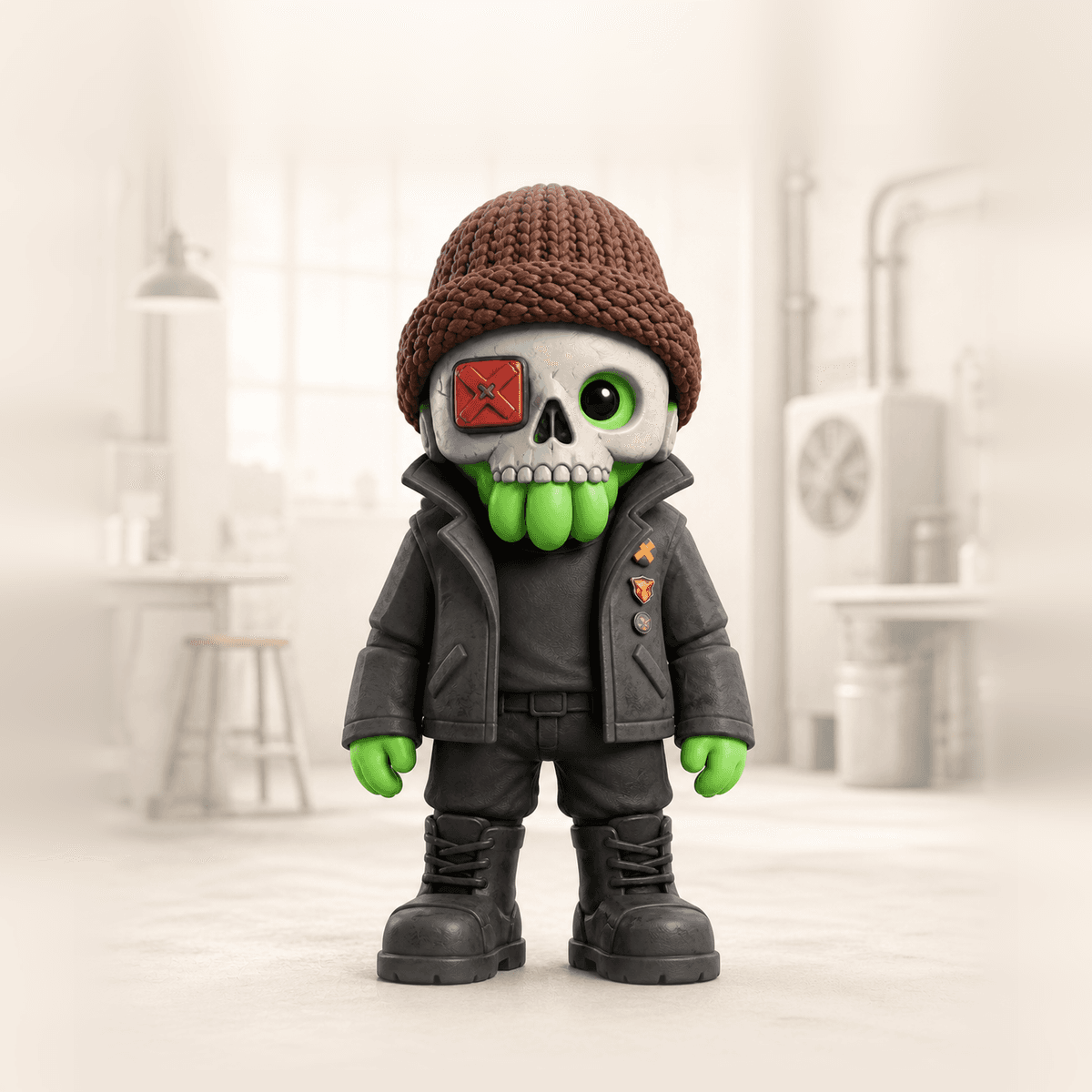 Skullknit, a squib dressed as a workshop punk